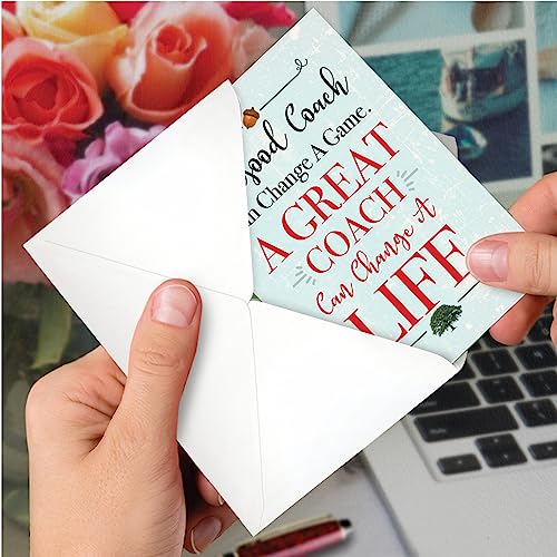 NobleWorks - 1 Coach Thank You Greeting Card - Team Sports Gratitude, School Athlete Appreciation Notecard with Envelope - Life-Changing Coach C3127TYG - Image 4