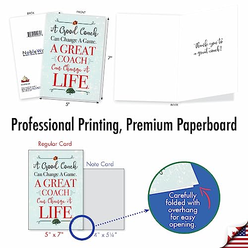NobleWorks - 1 Coach Thank You Greeting Card - Team Sports Gratitude, School Athlete Appreciation Notecard with Envelope - Life-Changing Coach C3127TYG - Image 3
