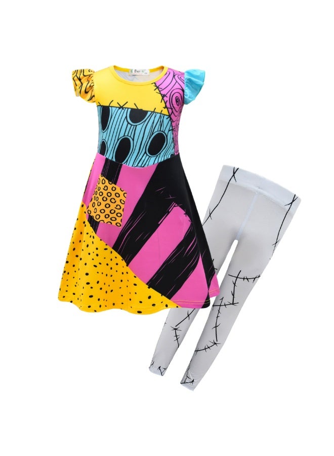 general Halloween costume, Christmas Horror Night cosplay Sally dress, layering role-playing printed costume - Image 1