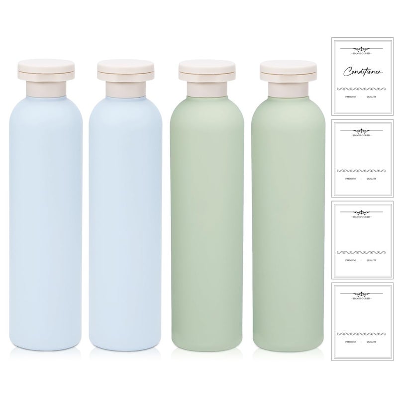 UMETASS 8.8 oz Plastic Travel Shampoo Bottles, Refillable Flip Cap Squeeze Bottles for Toiletries, Large Leakage-proof Travel Shampoo and Conditioner Container (Blue and Green) - Image 1