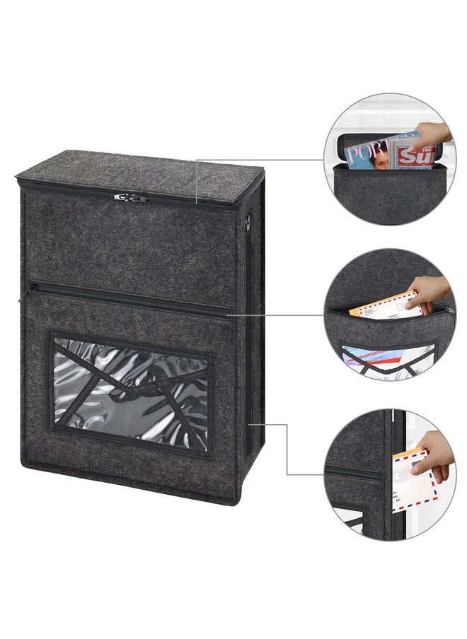 Annmore - Mail Slot Catcher Bag, Indoor Grey Mail Catcher Felt Made, High Capacity Mail Slot Cover, Space Saving, Self-Adhesive Or Hanging On Screw Eyes, Practical Home Accessories, Housewarming Gift - Image 1