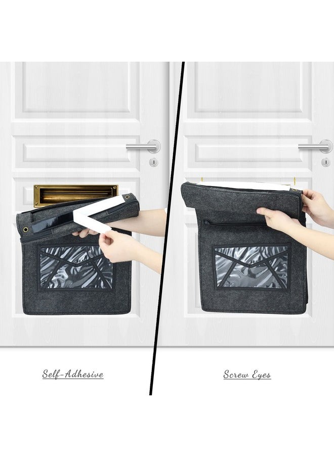 Annmore - Mail Slot Catcher Bag, Indoor Grey Mail Catcher Felt Made, High Capacity Mail Slot Cover, Space Saving, Self-Adhesive Or Hanging On Screw Eyes, Practical Home Accessories, Housewarming Gift - Image 1
