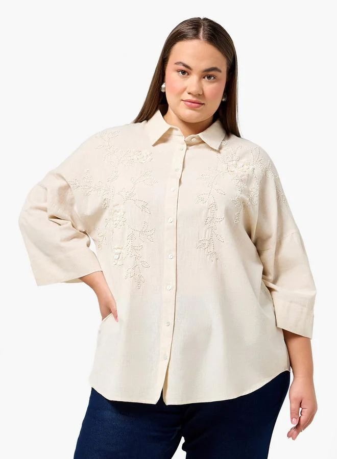 Ulla Popken Ulla Popken Relaxed Fit Shirt with Embellishment