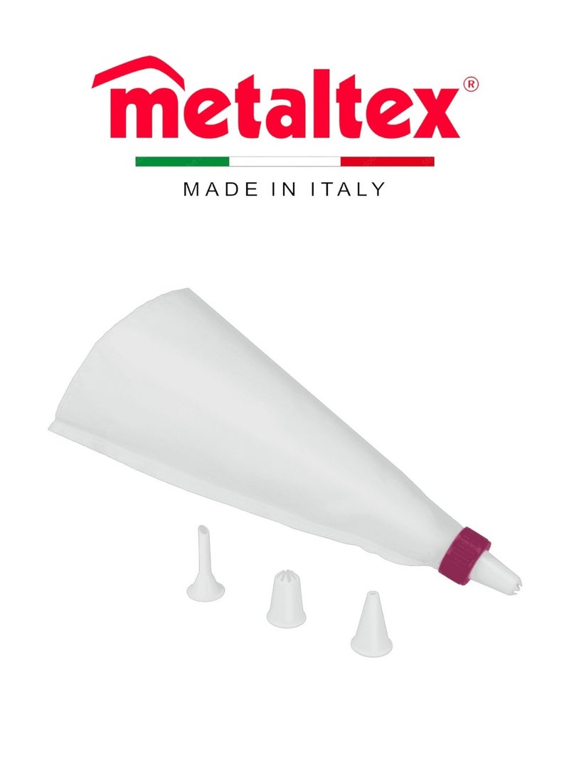 Metaltex طقم تزيين كيس التزيين من ميتالتكس - 4 فوهات - طقم تزيين الكعك والمعجنات - متين وسهل الاستخدام - Image 1