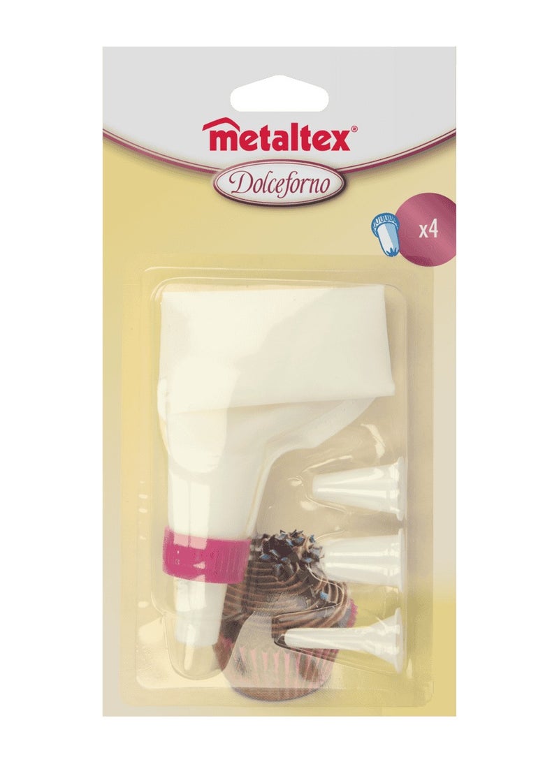 Metaltex طقم تزيين كيس التزيين من ميتالتكس - 4 فوهات - طقم تزيين الكعك والمعجنات - متين وسهل الاستخدام - Image 2
