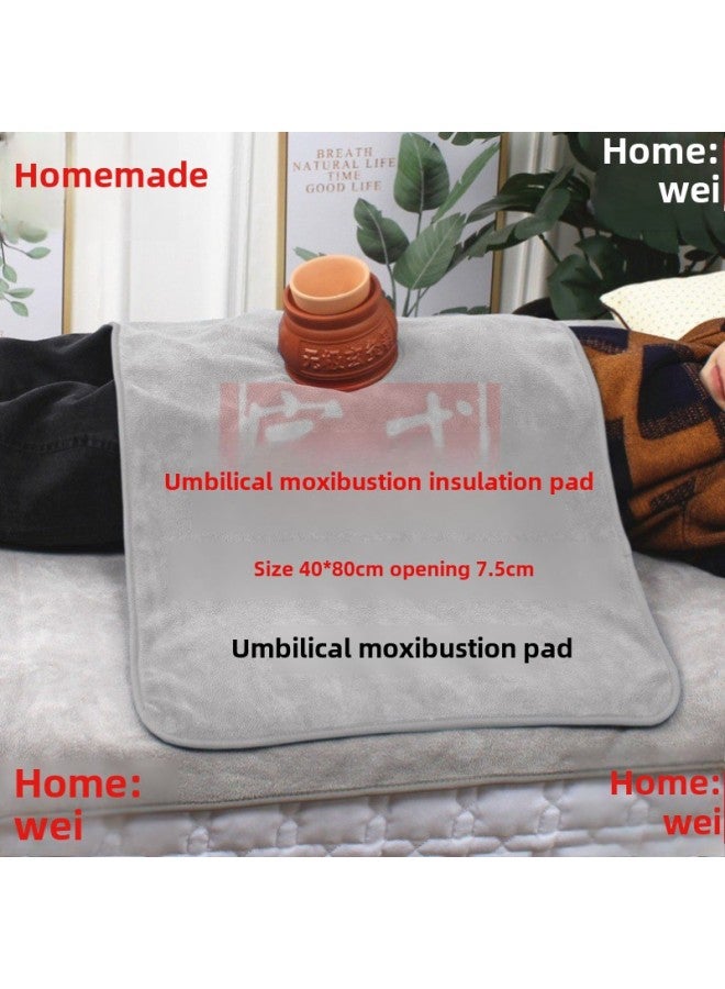 Pediatric Massage Umbilical Therapy Navel Pad Navel Moxibustion Opening Heat Insulation Pad Towel Gourd Moxibustion Cupping Single Hole Anti-scalding Pad Towel-Size:[light Gray] 40*80cm Opening 7.5cm - Image 2