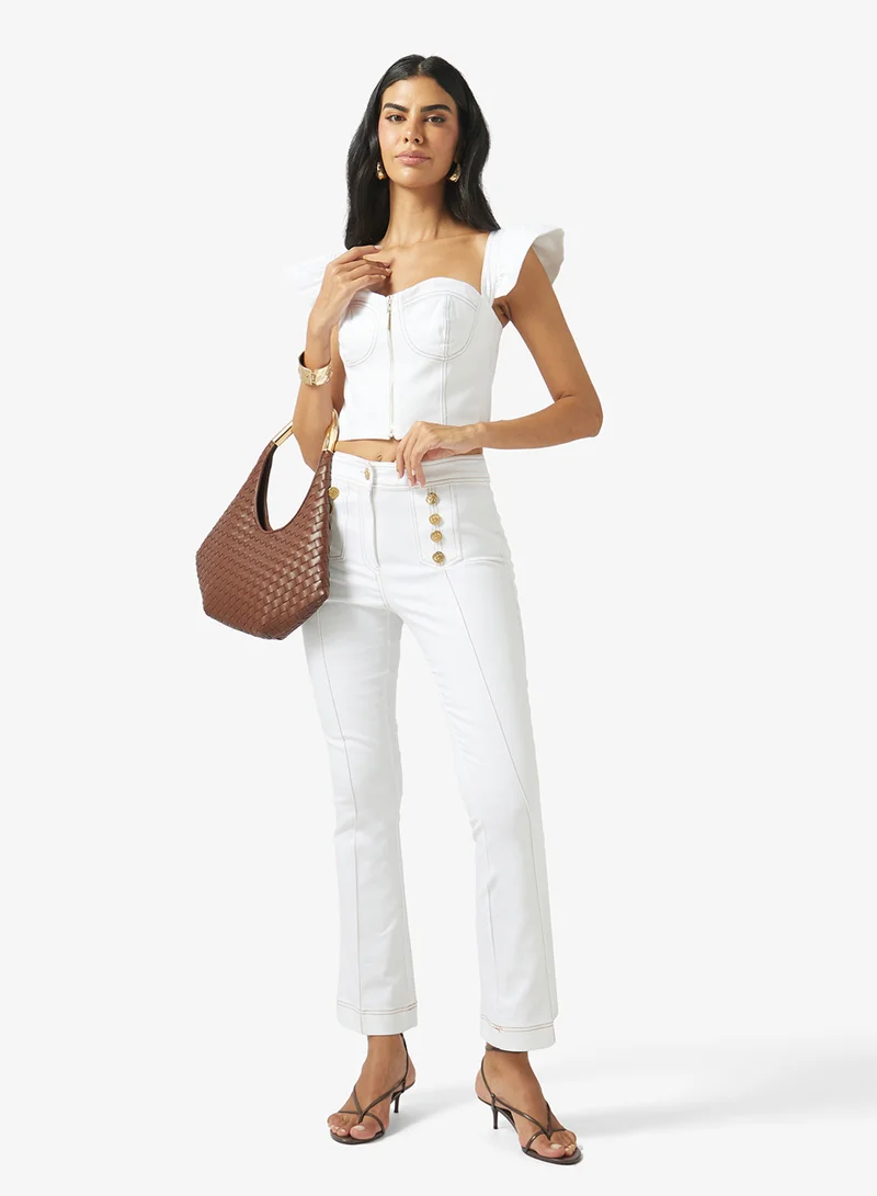 Fyor  Zip Front Corset Crop Top for Women | Best Price UAE