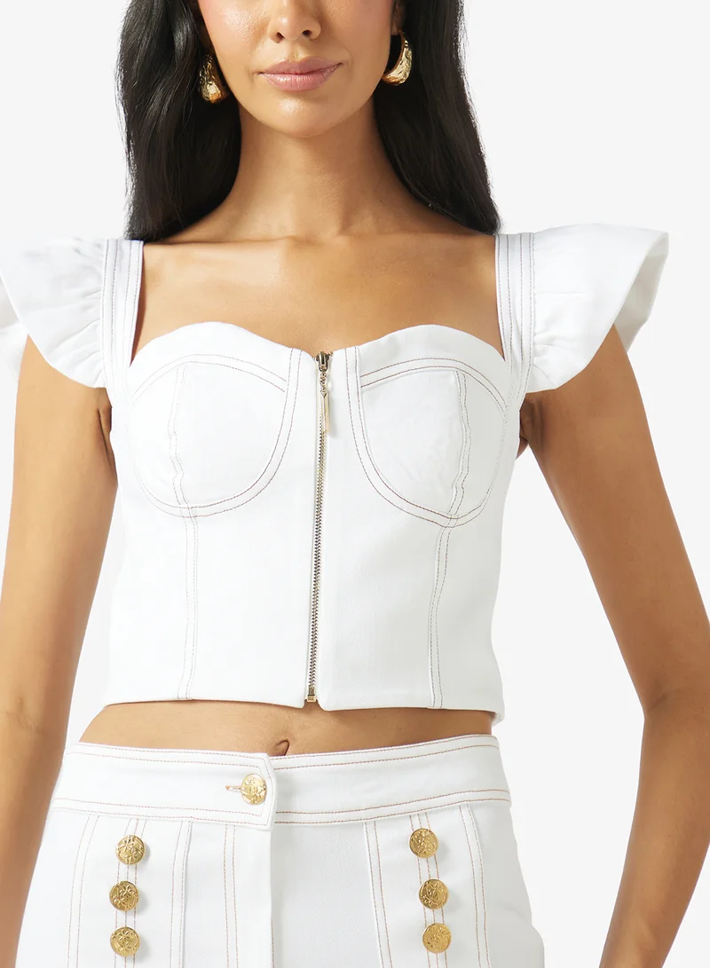 Fyor  Zip Front Corset Crop Top for Women | Best Price UAE