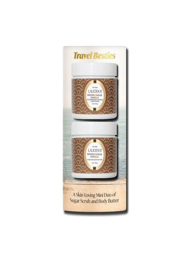 LaLicious Brown Sugar Vanilla Travel Besties Set - 2-Piece Gift Set Includes Travel-Size Whipped Sugar Scrub & Hydrating Body Butter - Moisturize, Hydrate & Nourish Skin - Image 1