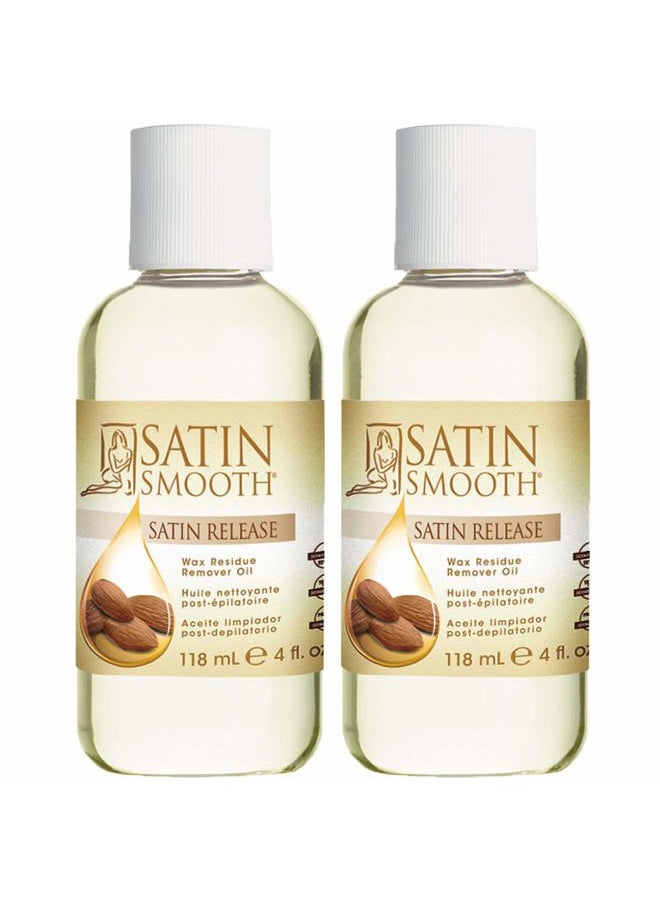Satin Smooth Satin Smooth Satin Release Wax Residue Remover Oil, Almond-Infused, Post-Waxing Oil, Skin Care, 4 fl. oz, 2-Pack  - Image 1