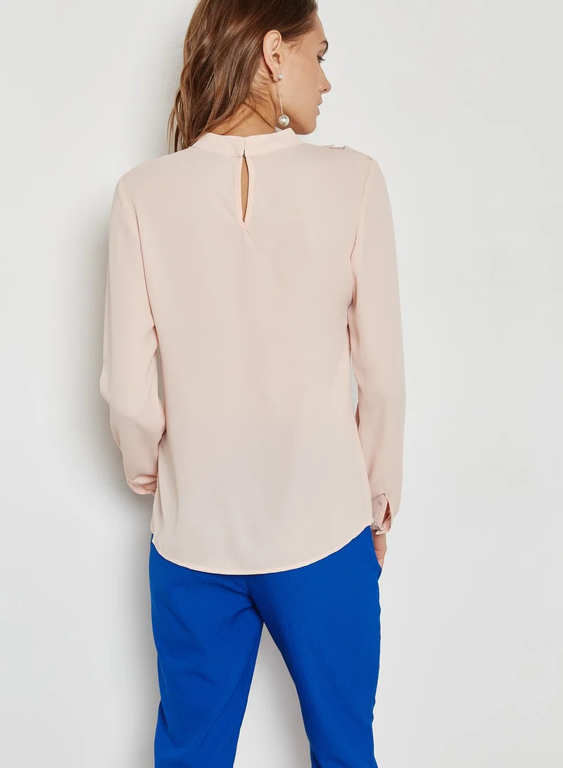 ELLA Lace Paneled Net Yoke Top