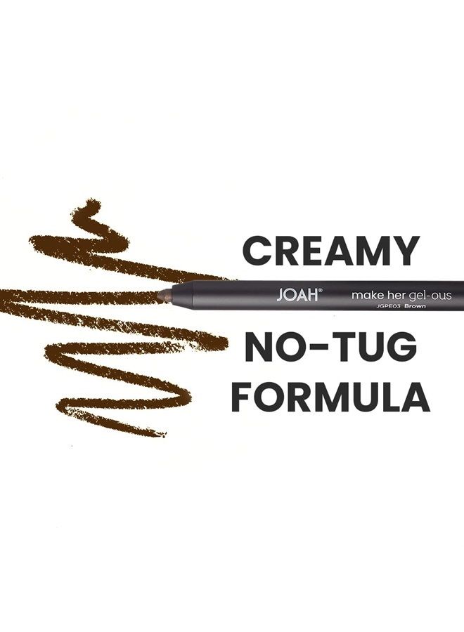 JOAH Make Her Gel-ous Gel Eyeliner with Self-Sharpening Pencil, Waterproof & Long-Lasting Color Definition, Brown - Image 1