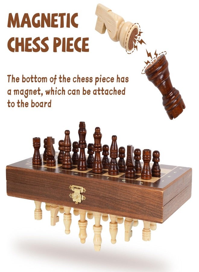 Kvintes Magnetic Travel Chess Set 12-inch Wooden Magnetic Chess Board 2 Extra Queen Folding Chessboard for Storage Toys & Games for Adults Vintage Chess Game - Family Board Games Educational Toy Sets - Image 3