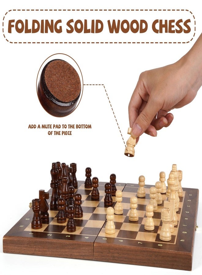 Kvintes Magnetic Travel Chess Set 12-inch Wooden Magnetic Chess Board 2 Extra Queen Folding Chessboard for Storage Toys & Games for Adults Vintage Chess Game - Family Board Games Educational Toy Sets - Image 2