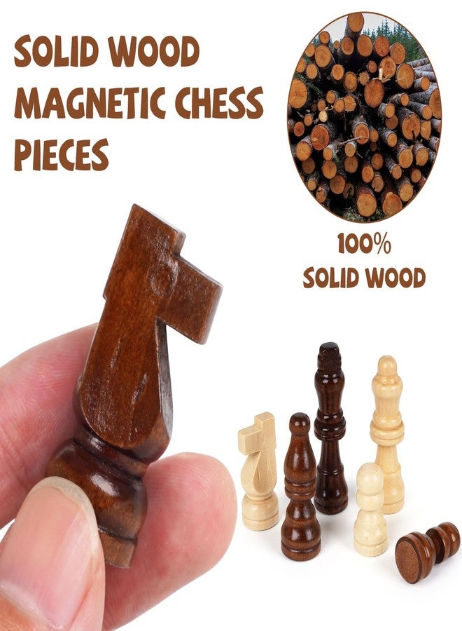 Kvintes Magnetic Travel Chess Set 12-inch Wooden Magnetic Chess Board 2 Extra Queen Folding Chessboard for Storage Toys & Games for Adults Vintage Chess Game - Family Board Games Educational Toy Sets - Image 5