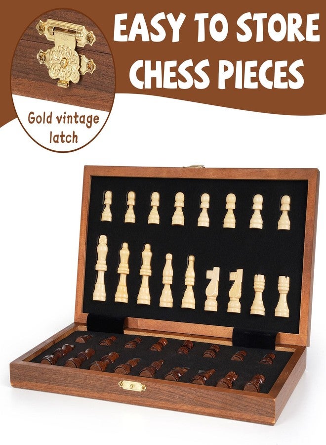 Kvintes Magnetic Travel Chess Set 12-inch Wooden Magnetic Chess Board 2 Extra Queen Folding Chessboard for Storage Toys & Games for Adults Vintage Chess Game - Family Board Games Educational Toy Sets - Image 4
