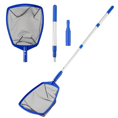 coclothy Pool Skimmer Net - 5 Foot Pool Net with 5 Connecting Aluminum Pole Sections, Fine Mesh Net, Fast Cleaning of Debris, 60" Long, Spas, Tub & Ponds - Image 1