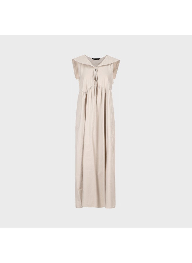 Zara Fashion Casual Bow-Trimmed A-Line Dress With Sailor Collar, Sleeveless Midi Dress - Image 2