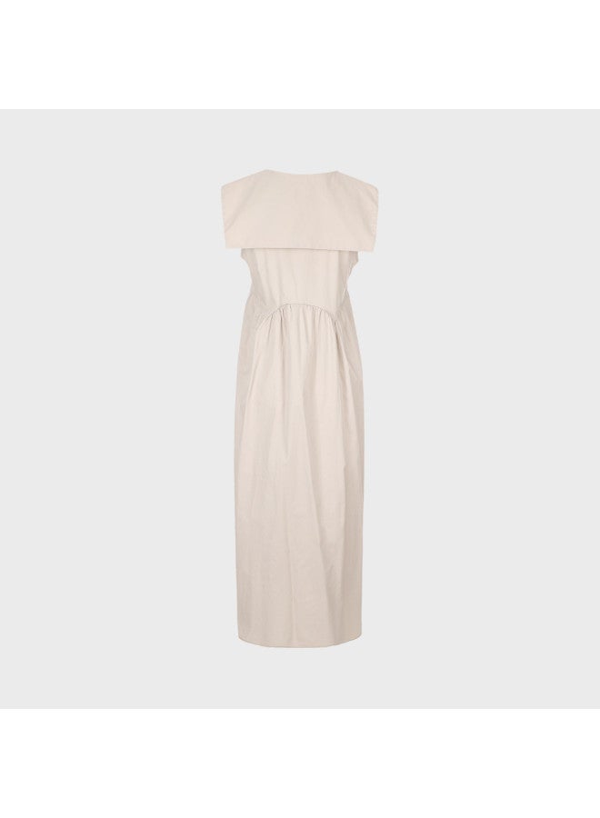 Zara Fashion Casual Bow-Trimmed A-Line Dress With Sailor Collar, Sleeveless Midi Dress - Image 3