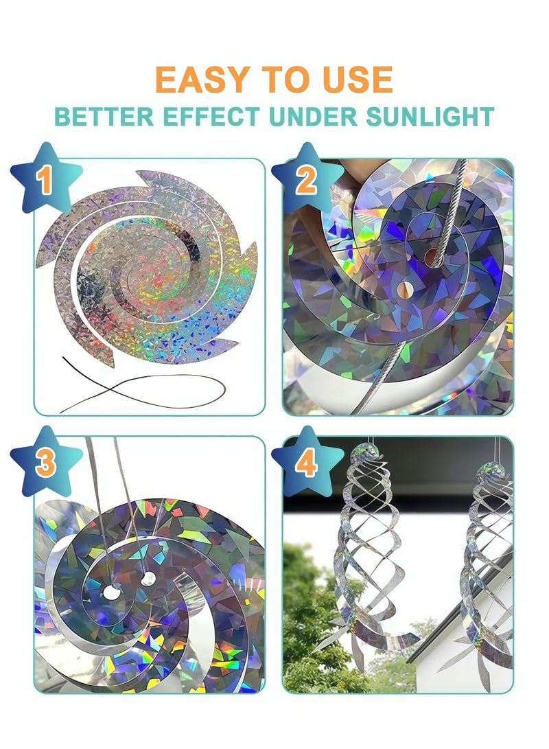 4Pcs Bird Repellent Spiral Reflectors- Hanging Reflective Bird Deterrent Device for Drive Birds Woodpeckers Pigeons Geese Away from The House Garden Swimming Pool - Image 3