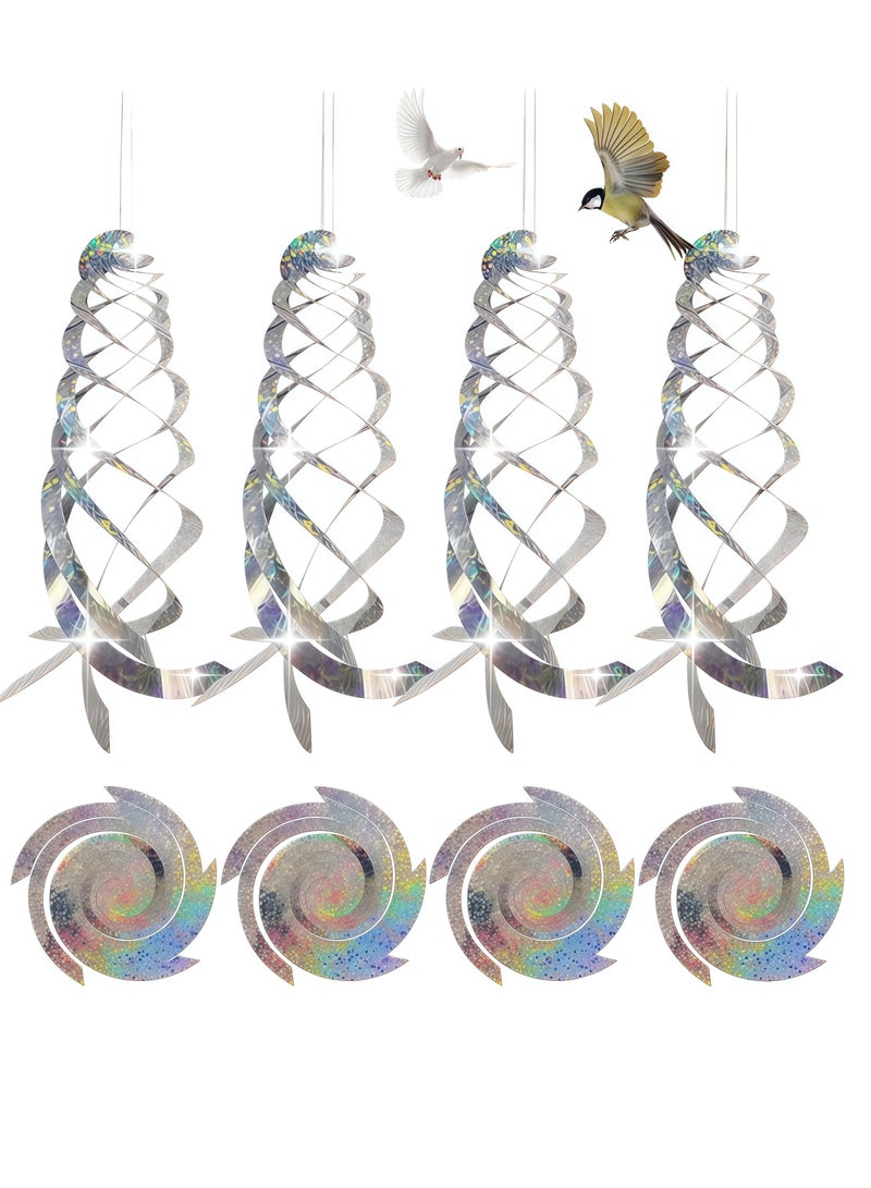 4Pcs Bird Repellent Spiral Reflectors- Hanging Reflective Bird Deterrent Device for Drive Birds Woodpeckers Pigeons Geese Away from The House Garden Swimming Pool - Image 1