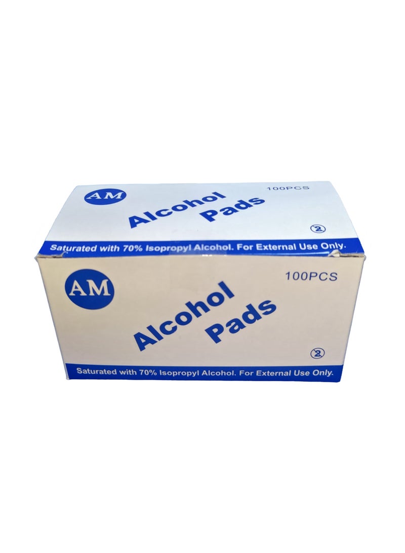 Isopropyl Prep Pads| 100 Pack| Medical-Grade, Sterile, Individually - Wrapped, Isopropyl Cotton Swabs| Disposable, Medium Square Size, 2ply, Latex Free & Antiseptic| for First-Aid Kits (BM-03)