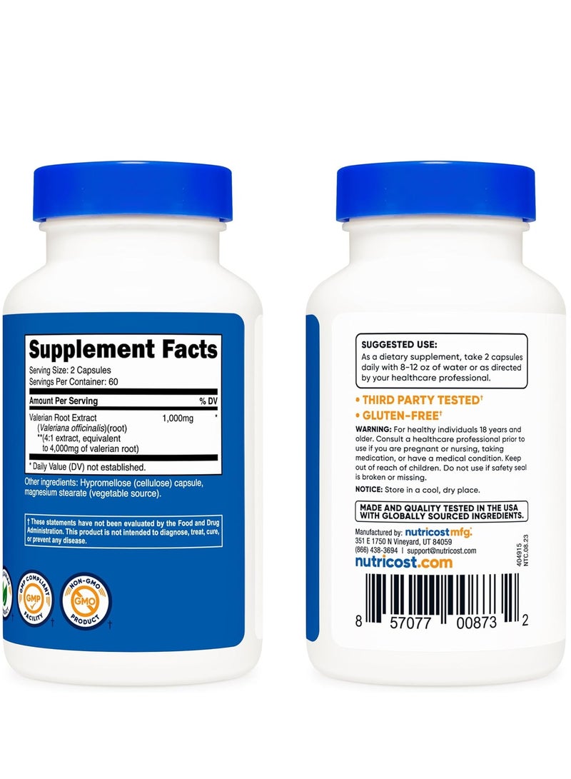 Nutricost Valerian Root 4000mg Equivalent 120 Capsules for 60 Servings - Image 2