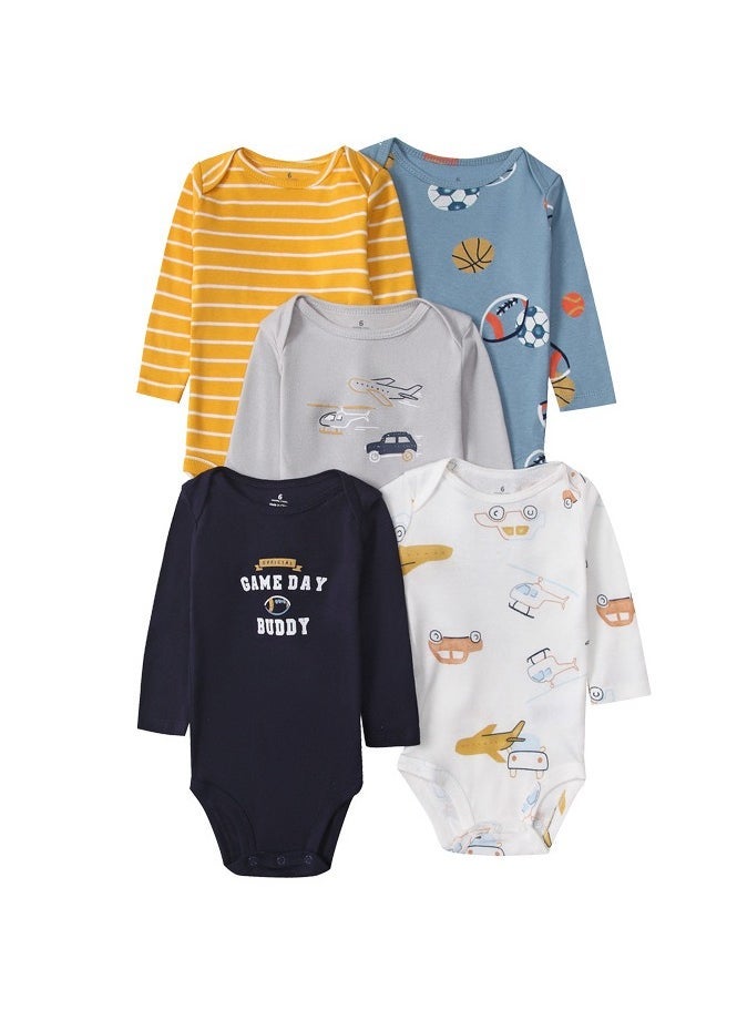 Baby Boy Long Sleeve Onesies 5-Pack