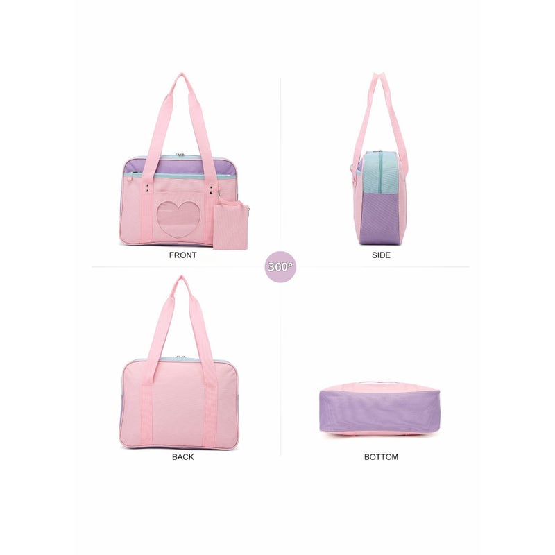 Zikra Shoulder Bag, School Bag Made Of Premium Oxford and Pvc Plastic Large Anime Shoulder Bag Kawaii Handbag for Women Transparent Love Casual Shoulder Bag for School, Work, Gym, Sports, Travel (Pink) - Image 4