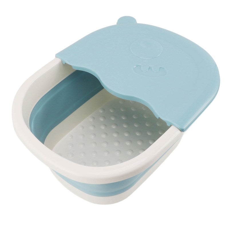 Collapsible Foot Bath 11.8 Inch Collapsible Blue Foldable Design For Easy Storage - Massage Acupoints Portable Foot Spa For Kids Foot Soak - Image 2