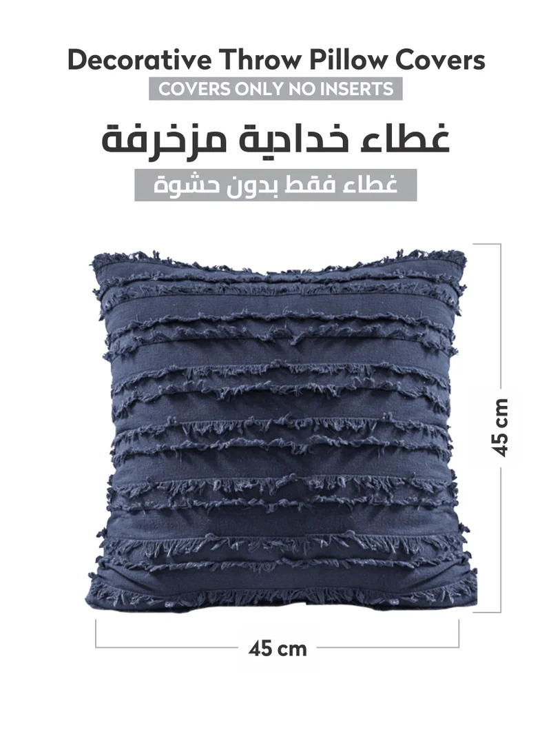 Donetella 2 Piece Embroidered Cushion Cover (45X45 cm) Without Filler Blue
