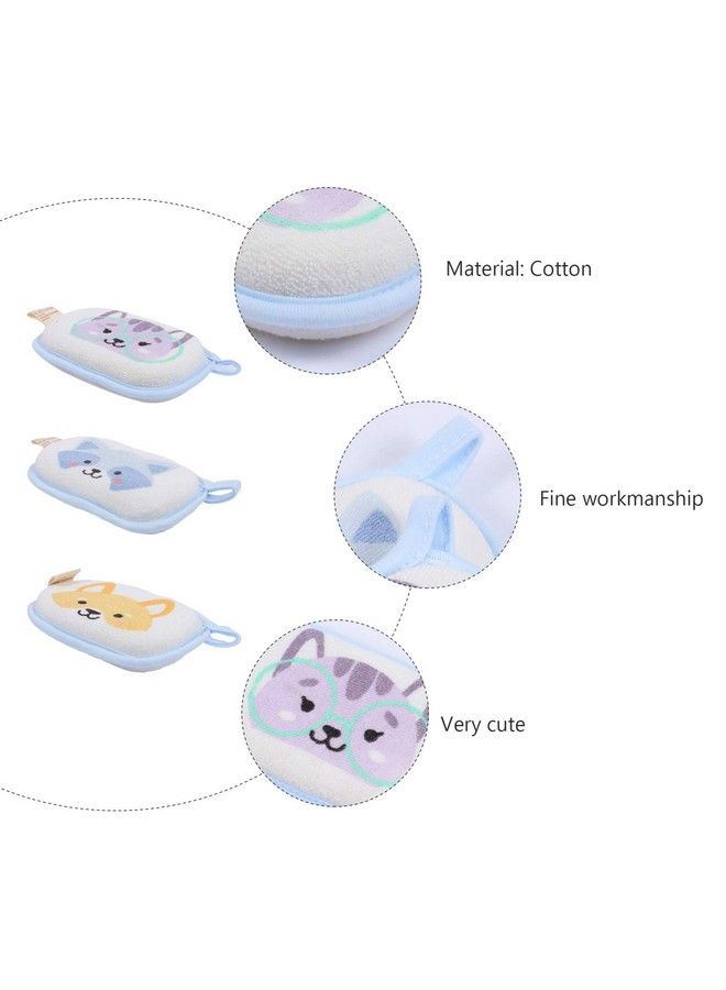 Lurrose 3Pcs Baby Bathing Brush Cartoon Animal Ultra Soft Cotton Absorbent Sponge Toddler Bath Sponge Scrubber For Toddler Infants Newborn - Image 3