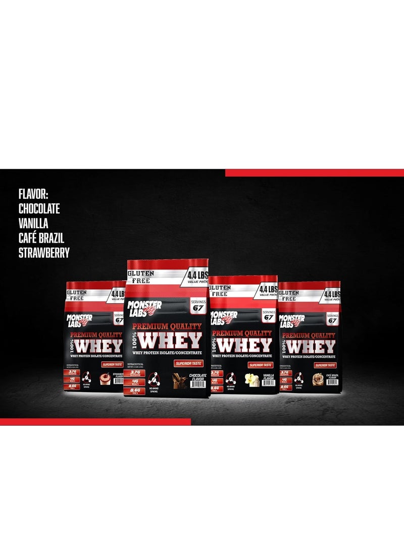 MONSTER LABS - Monster Labs 100% Whey Protein Powder Primary Source Isolate, 20 Grams of Protein for Muscle Support and Recovery - Chocolate, 4.4 Lbs, 67 Servings - Image 1