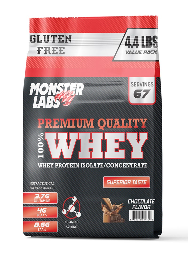 MONSTER LABS - Monster Labs 100% Whey Protein Powder Primary Source Isolate, 20 Grams of Protein for Muscle Support and Recovery - Chocolate, 4.4 Lbs, 67 Servings - Image 1