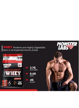 بروتين مصل الحليب بنسبة 100% من Monster Labs، مصدر أساسي معزول، 20 جرامًا من البروتين لدعم العضلات والتعافي - شوكولاتة، 4.4 أرطال (67 حصة) - view 2