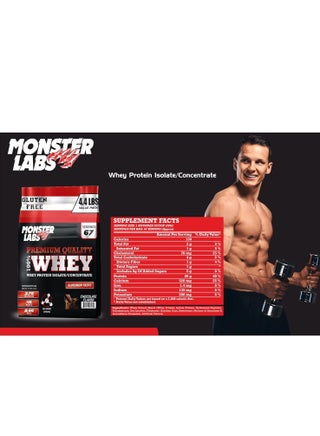بروتين مصل الحليب بنسبة 100% من Monster Labs، مصدر أساسي معزول، 20 جرامًا من البروتين لدعم العضلات والتعافي - شوكولاتة، 4.4 أرطال (67 حصة) - view 3