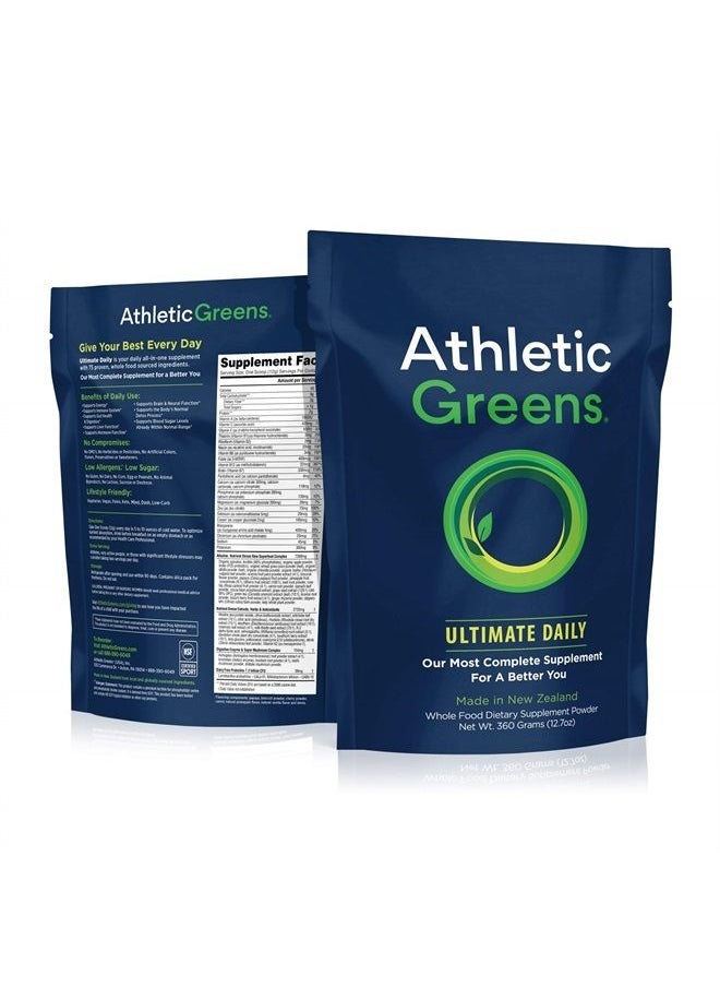 Athletic Greens - Ultimate Daily, Whole Food Sourced All in One Greens Supplement Powder, NSF Certified, GlutenFree, Vegan and Keto Friendly, 30 Day Supply, 360 Grams (Athletic Greens Ultimate Daily) - Image 1