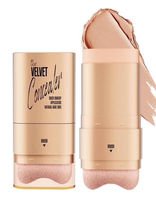 GOERTI Lightweight Foundation Stick with Brush, Buildable Coverage Concealer, Flawless Face Makeup for Dark Circles Acne & Blemishes, Long-Wear Breathable Matte Finish, Travel Size (140# Natural beige) - Image 1