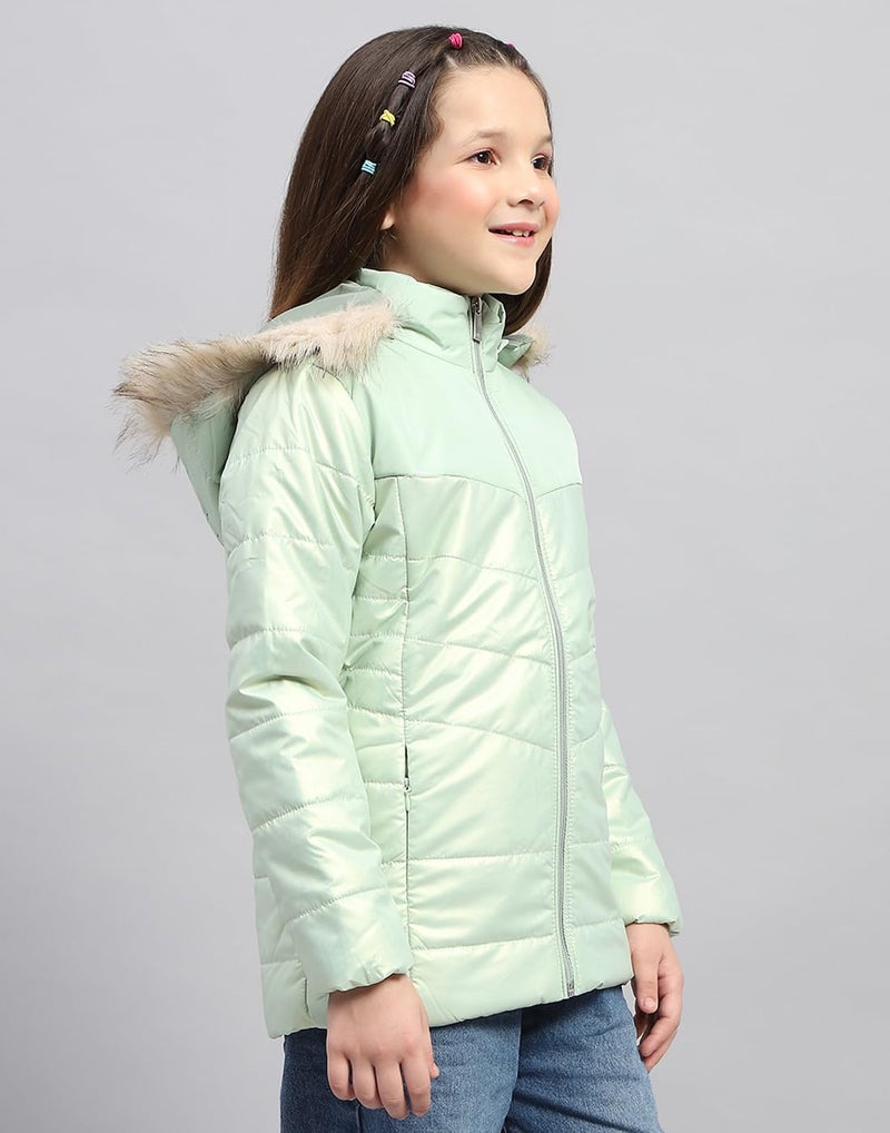 Monte Carlo Girls Sea Green Solid Hooded Full Sleeve Jacket (523058738-1-26) - Image 3