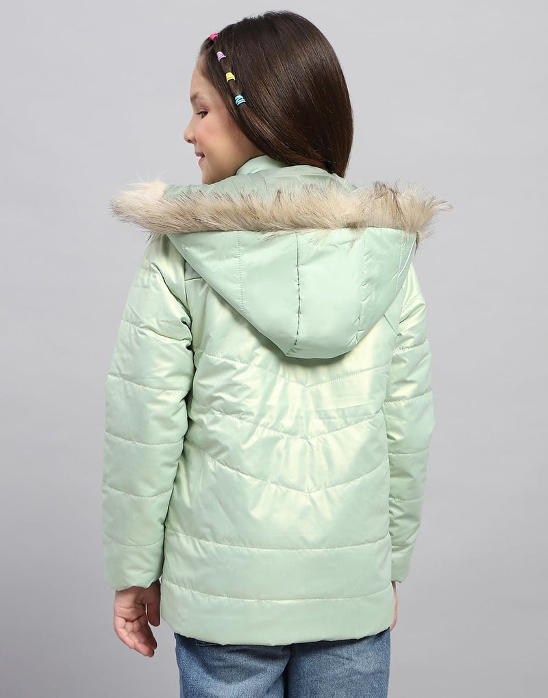 Monte Carlo Girls Sea Green Solid Hooded Full Sleeve Jacket (523058738-1-26) - Image 4