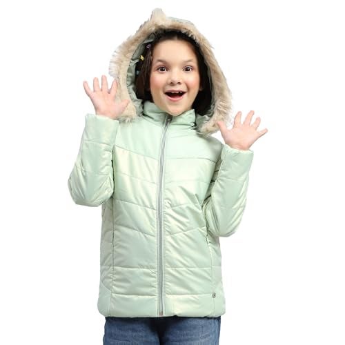 Monte Carlo Girls Sea Green Solid Hooded Full Sleeve Jacket (523058738-1-26) - Image 1