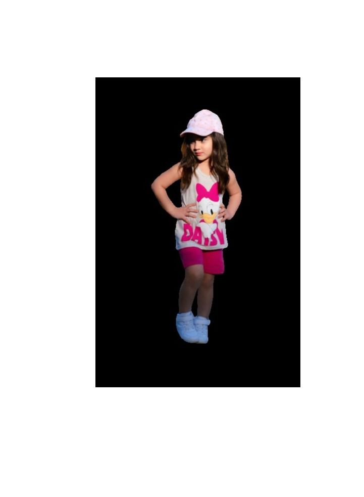 Girls' two-piece set, T-shirt, shorts, pink  - Image 2