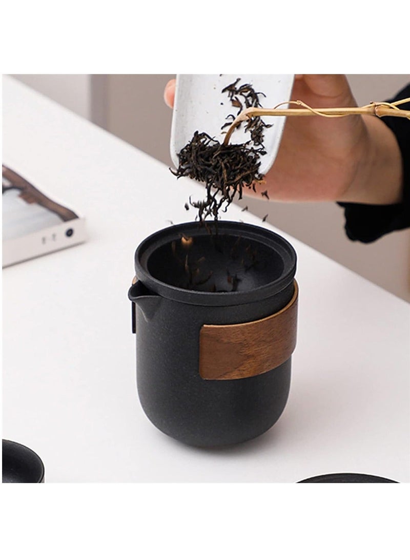 NIBEMINENT Tea Set, Chinese Kung Fu Teapot Ceramic Portable Travel Set with 1 and 4 Cups Used for Coffee, Suitable Home, Outdoor, Office, As A Gift Women - Image 5