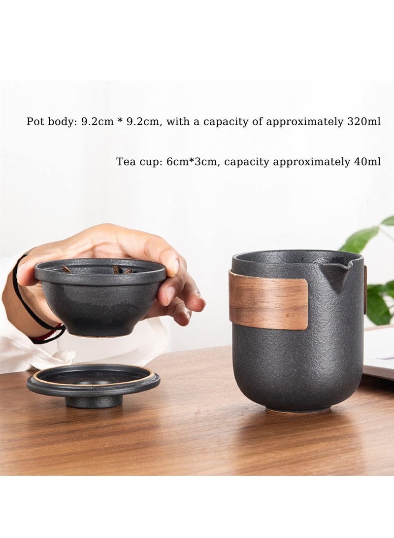 NIBEMINENT Tea Set, Chinese Kung Fu Teapot Ceramic Portable Travel Set with 1 and 4 Cups Used for Coffee, Suitable Home, Outdoor, Office, As A Gift Women - Image 4