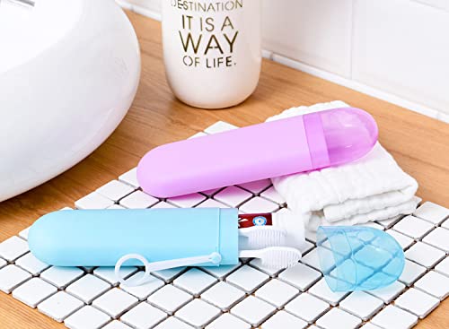 Prostuff.in Plastic Store Portable Toothbrush, Tongue Cleaner Holder Case Traveling, Outdoor, Use To Storage & Carry Case Storage Box Cover Organizer (Pack of 2), Multi-coloured - Image 2