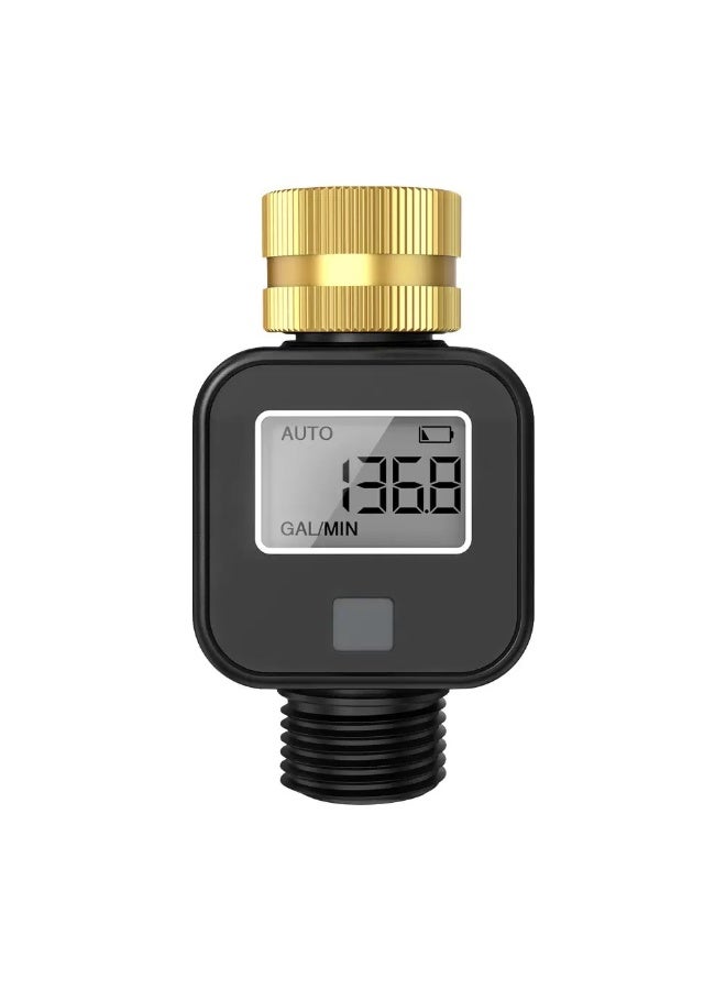 Water Flow Meter with Brass Inlet Metal Thread, Measure Gallon/Liter Consumption and Flow Rate for RV Water Tank Filling, Outdoor Garden Hose Watering, Lawn Sprinkler and Nozzle Sprayer - Image 1