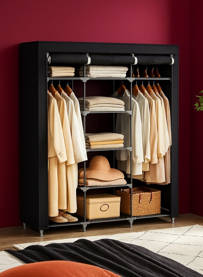 Roman Gifts Premium Fabric Wardrobe with Shelves & Hanging Rods – Elegant Storage Organizer for Clothes & Accessories - Image 1