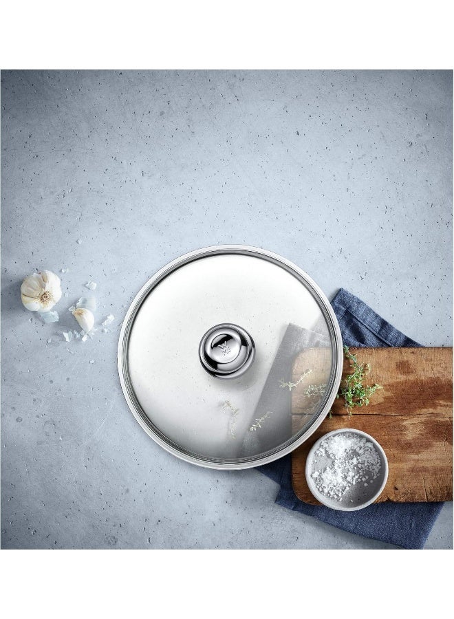 WMF 28cm Silver Round Frying Pan Lid with Glass Material and Plastic Knob, Dishwasher and Microwave Safe - Image 2