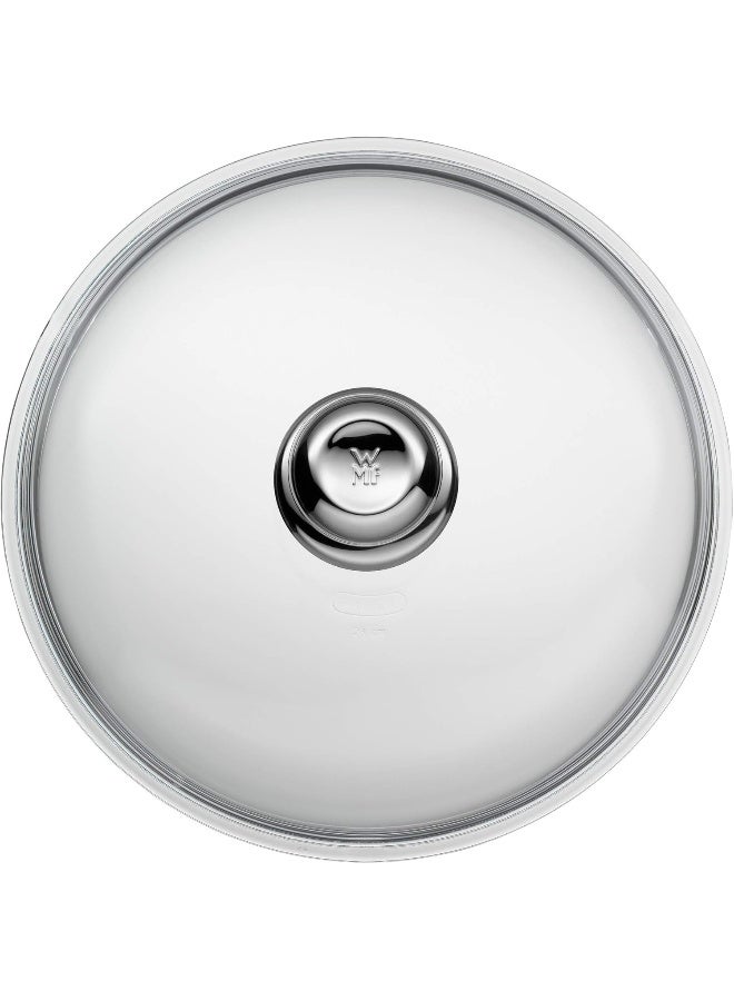 WMF 28cm Silver Round Frying Pan Lid with Glass Material and Plastic Knob, Dishwasher and Microwave Safe - Image 1