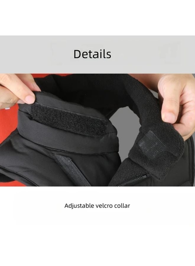 دراجة نارية سوداء صدرية وغطاء رأس مع مآزر طويلة للرقبة قابلة للإزالة وإغلاق بسحاب - Image 5